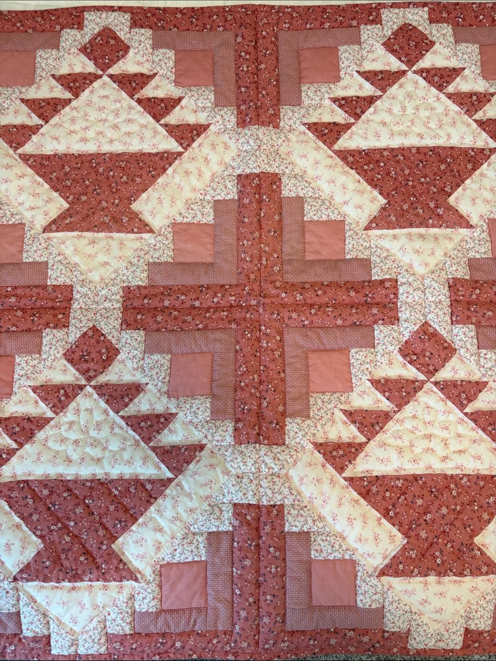 Dusty Rose Patchwork Quilted wall hanging